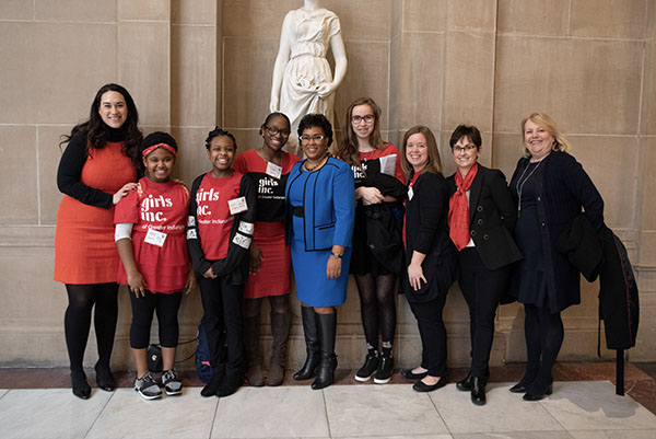 Girls Inc young women with Indiana state leadership and Cummins leadership