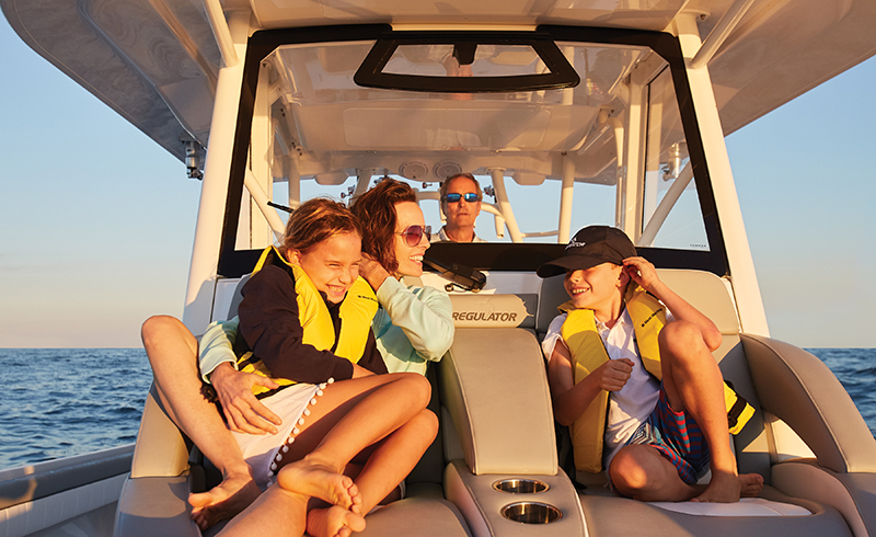 Family enjoys a day on the water