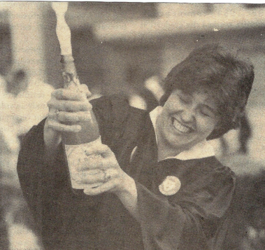 Gail Guynn celebrating her graduation from Virginia Tech in 1984 with her B.S. in Civil Engineering