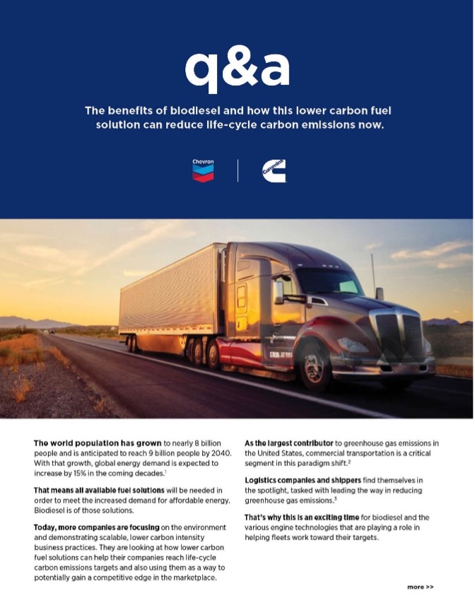 Screenshot of Q&A article from Chevron's site