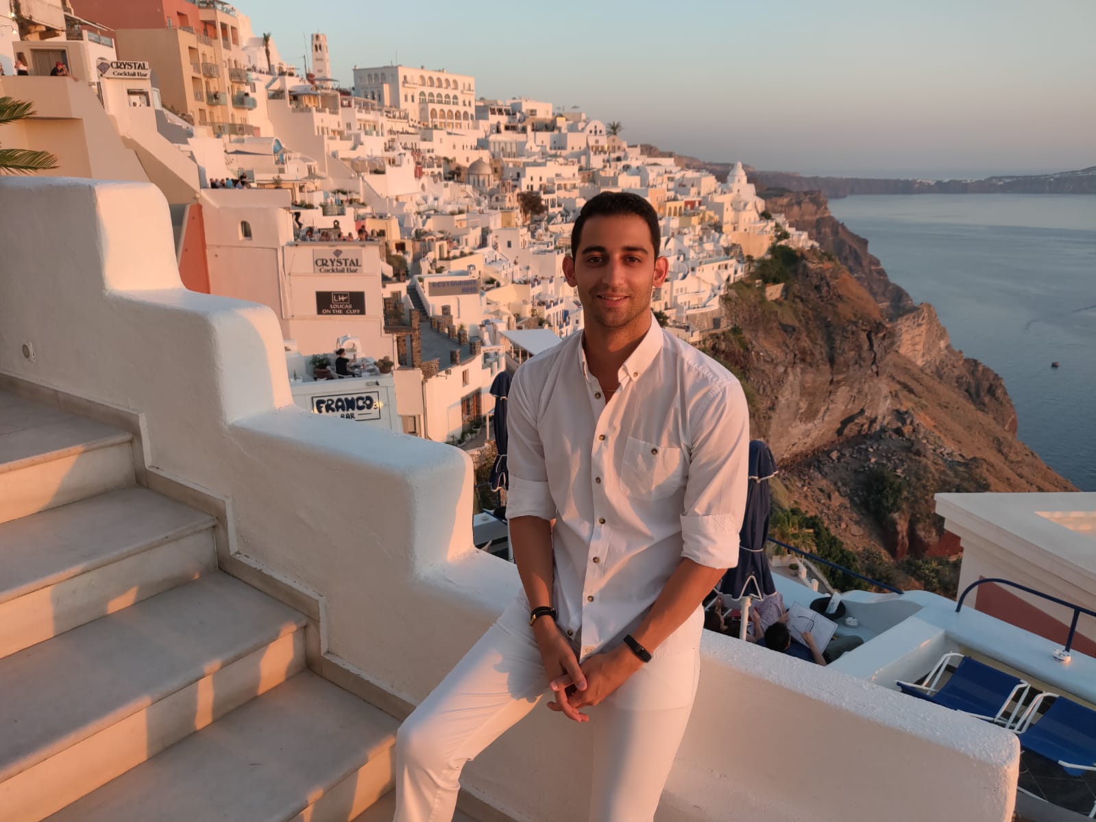 Arvin on a trip to Santorini